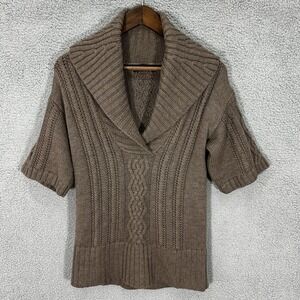 Banana Republic Sweater S Brown Merino Wool Shawl Collar Preppy Quiet Luxury
